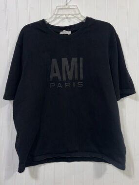 Black Crewneck Tee Ami Paris Alexandre Mattiussi Boxy Oversized Fit Size L